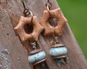 Porcelain, Lampwork and Copper Earrings