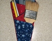 Americana Craft Organizer or Scissor Keeper with Blue stars and Red Hearts