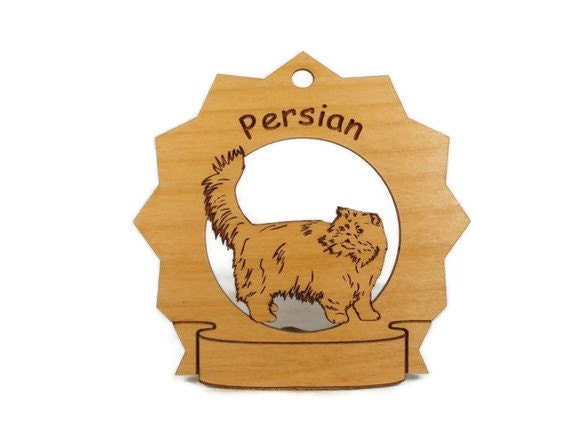 7313 Persian Cat Standing Personalized Wood Ornament