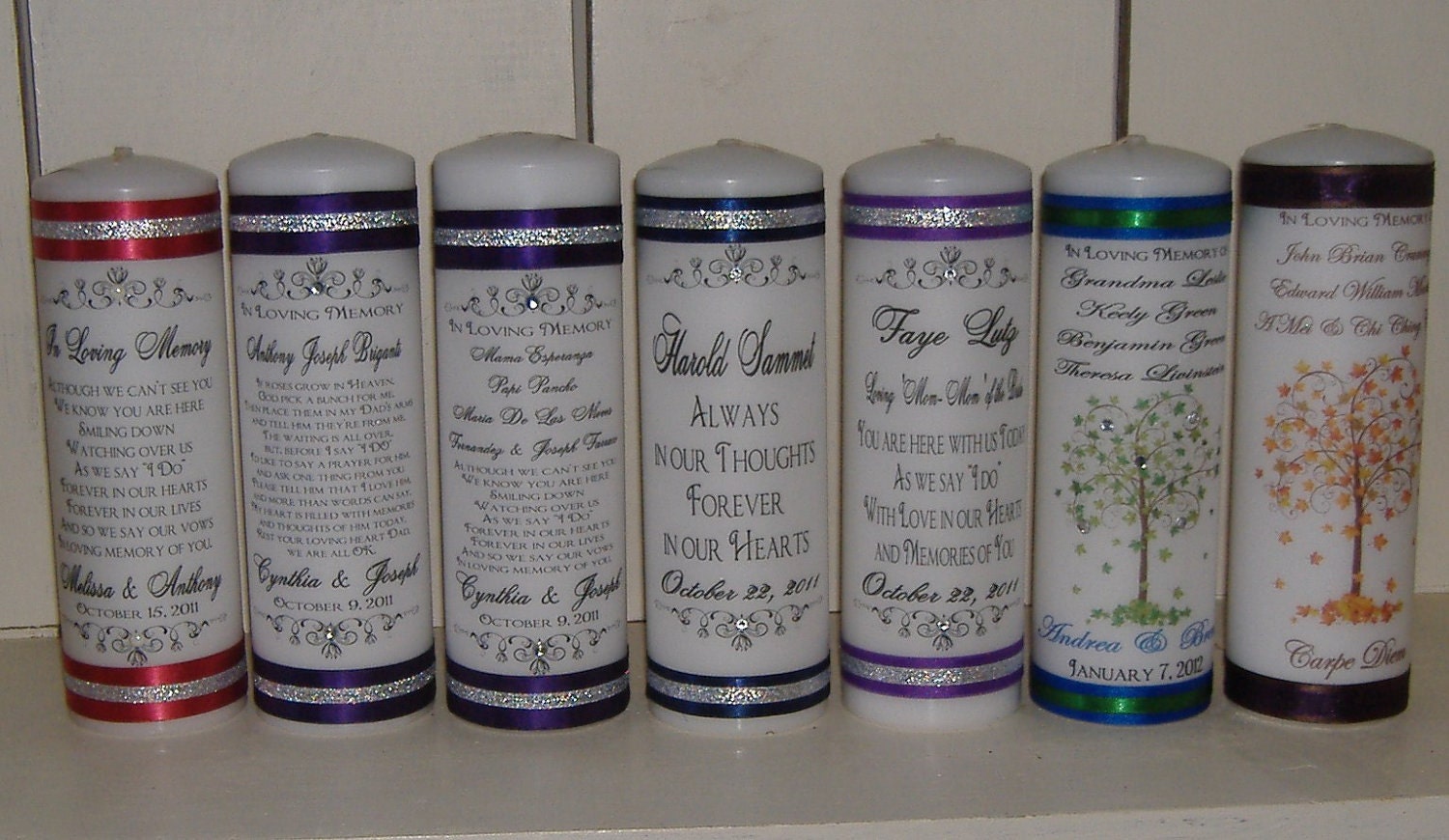Memorial Candle with Swarovski Crystals or Pearls