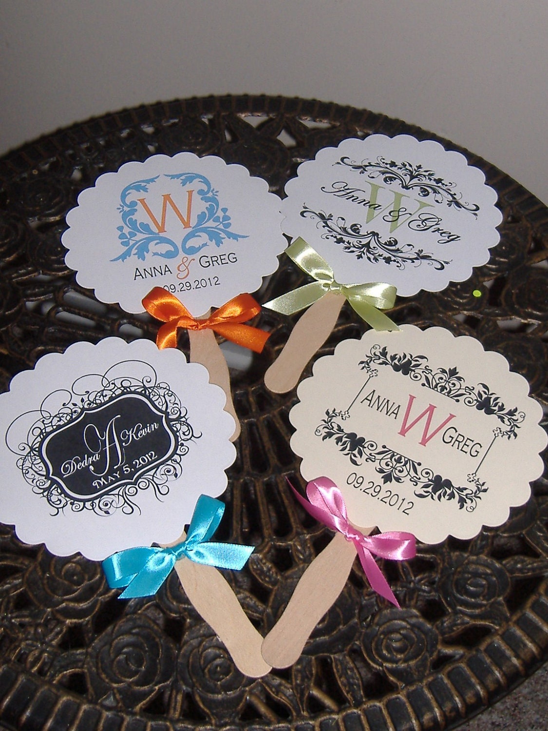 Wedding Fans with Monogram