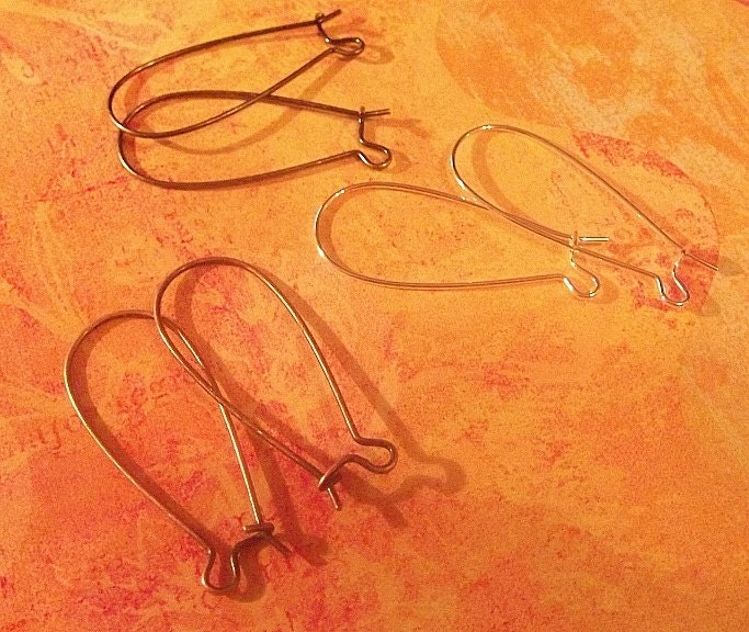 Kidney Ear Wires, 33mm, Copper, Mix, 30 Pcs.