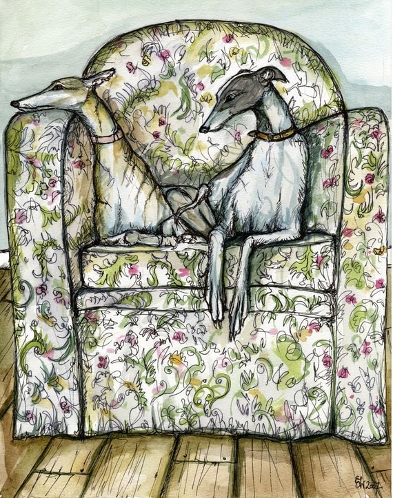 A Seemly Couple - Whipet Art Hound Dog Print