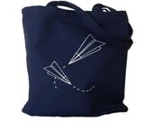 Paper Planes Navy Blue Canvas Tote Bag