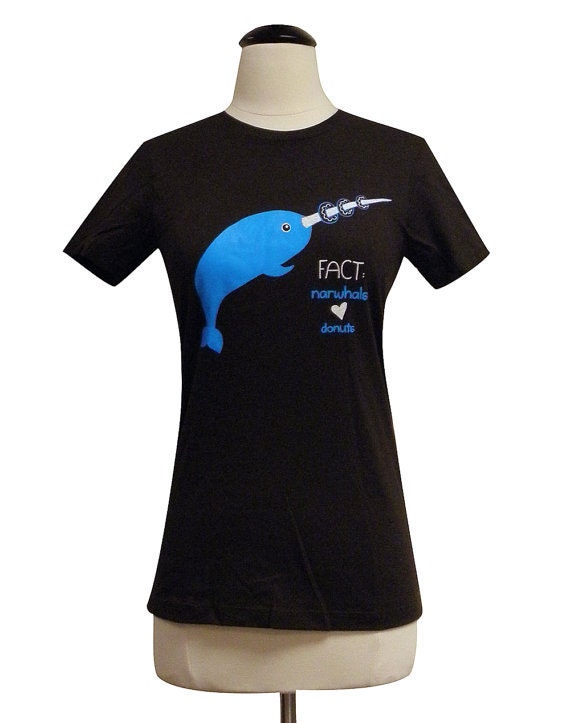 Narwhal Shirt - Ladies Narwhals love donuts T-shirt (Available in S, M, L, XL)