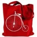 Canvas Tote Bag - Penny Farthing Bicycle on a Red Canvas Tote Bag