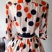 FABULOUS 1950's Silk Polka Dot Print Dress by Miss Brooks Red White and Blue Dots