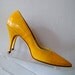 50s Shoes / 50s Heels / Vintage 1950s Yellow Patent Leather Heels by Mario Pompo Size 9 s Unworn
