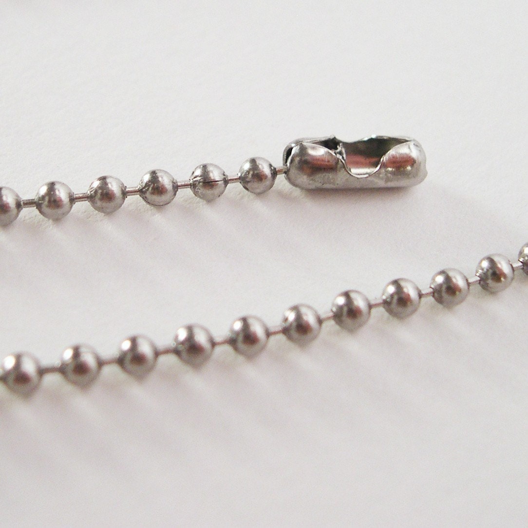Non Tarnish Stainless Steel Ball Chain - Made in USA 24 inch cut to size