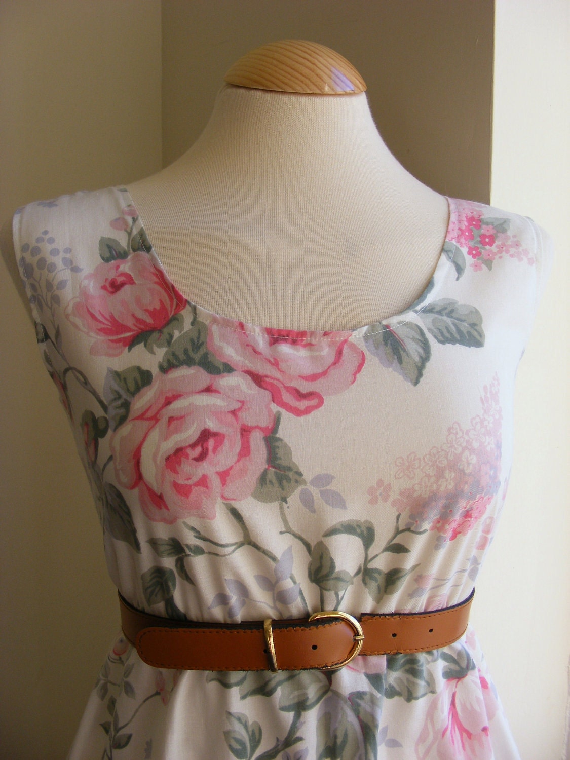 Jennifer Lilly Handmade Vintage Inspired Pink English Rose Tea Dress // Boho Woodland Bohemian Romantic Whimsical Wild Rose (S)