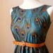 New Design..Jennifer Lilly Handmade Beautiful Peacock Dress Gathered Dress in Teal // Spring Vintage Whimsical Woodland Dress (XS)