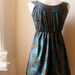 New Design..Jennifer Lilly Handmade Beautiful Peacock Dress Gathered Dress in Teal // Spring Vintage Whimsical Woodland Dress (XS)