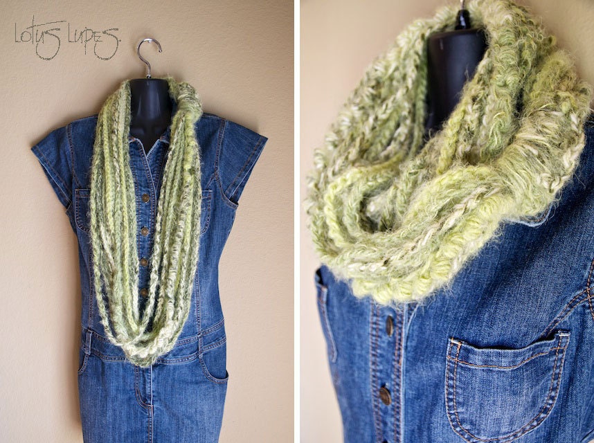 Lime Green Stripe Infinity Lotus Lupe Scarf