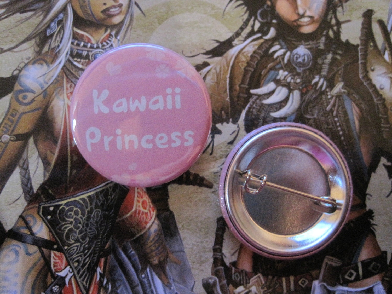 Kawaii Princess anime manga japanese kawaii geek nerd Pin Button / Badge 1 1/4 Inch