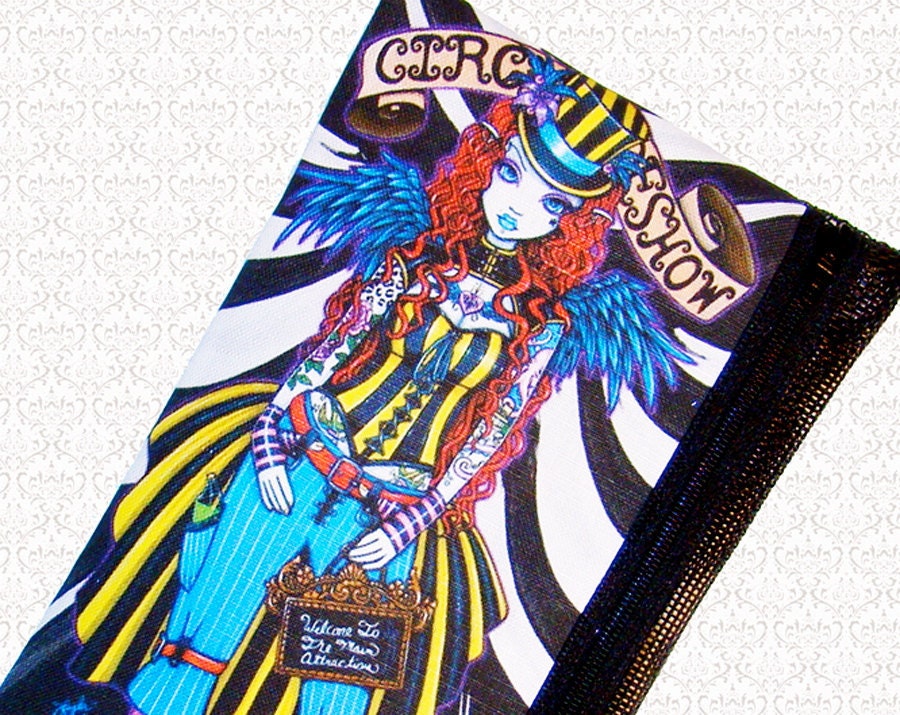 Circus sideshow girl Layla zippered cosmetics bag