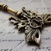 Skeleton key Winged Steampunk pendant Art Nouveau OLD BRASS