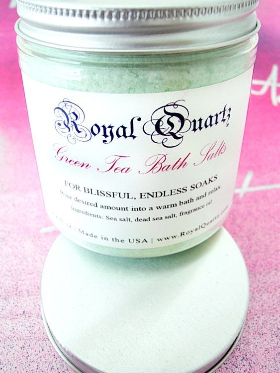 Green Tea Bath Salts - Soothing hypnotic scent, a great soak - Royal Quartz