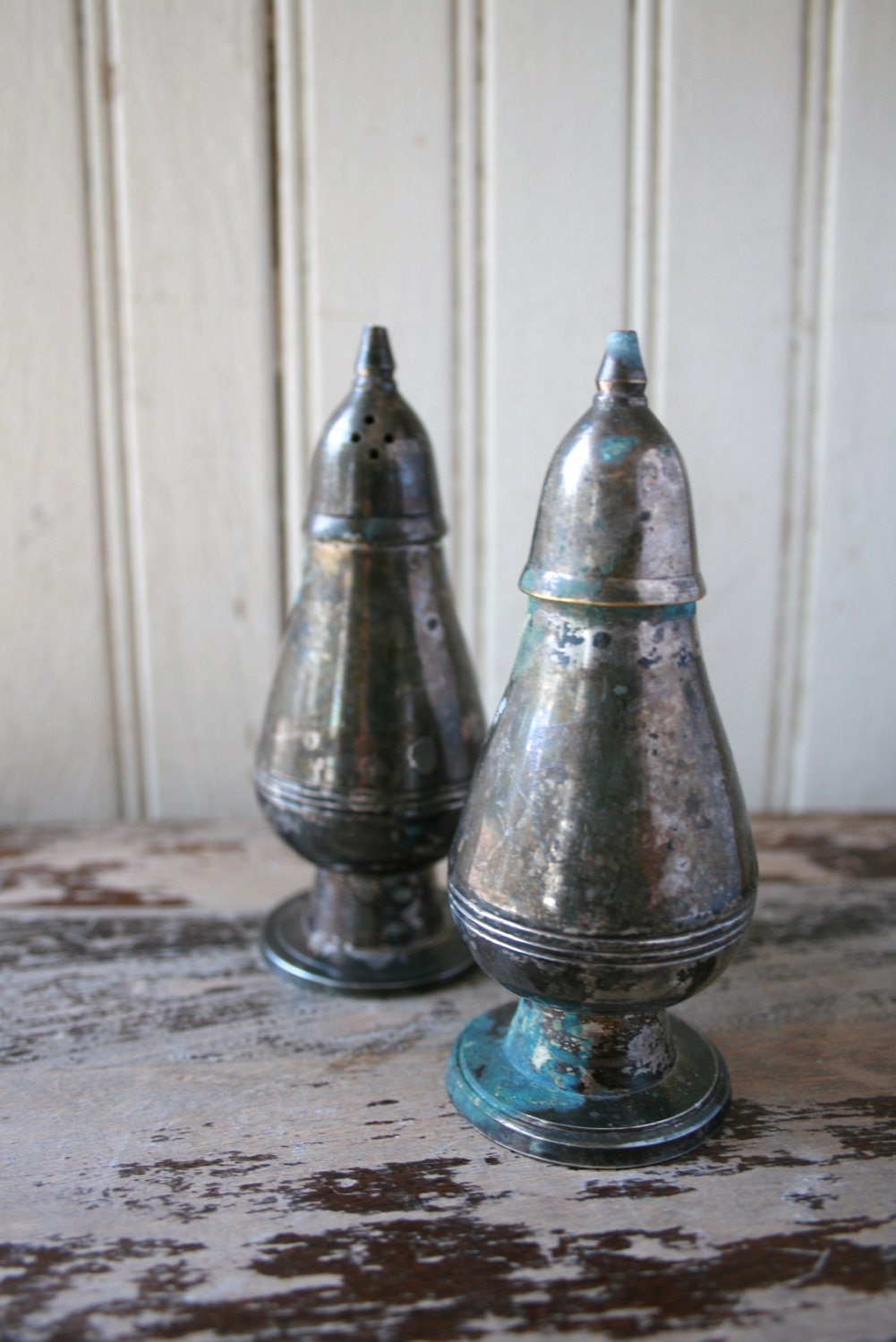 Silver Salt and Pepper Shakers - Beautiful Patina