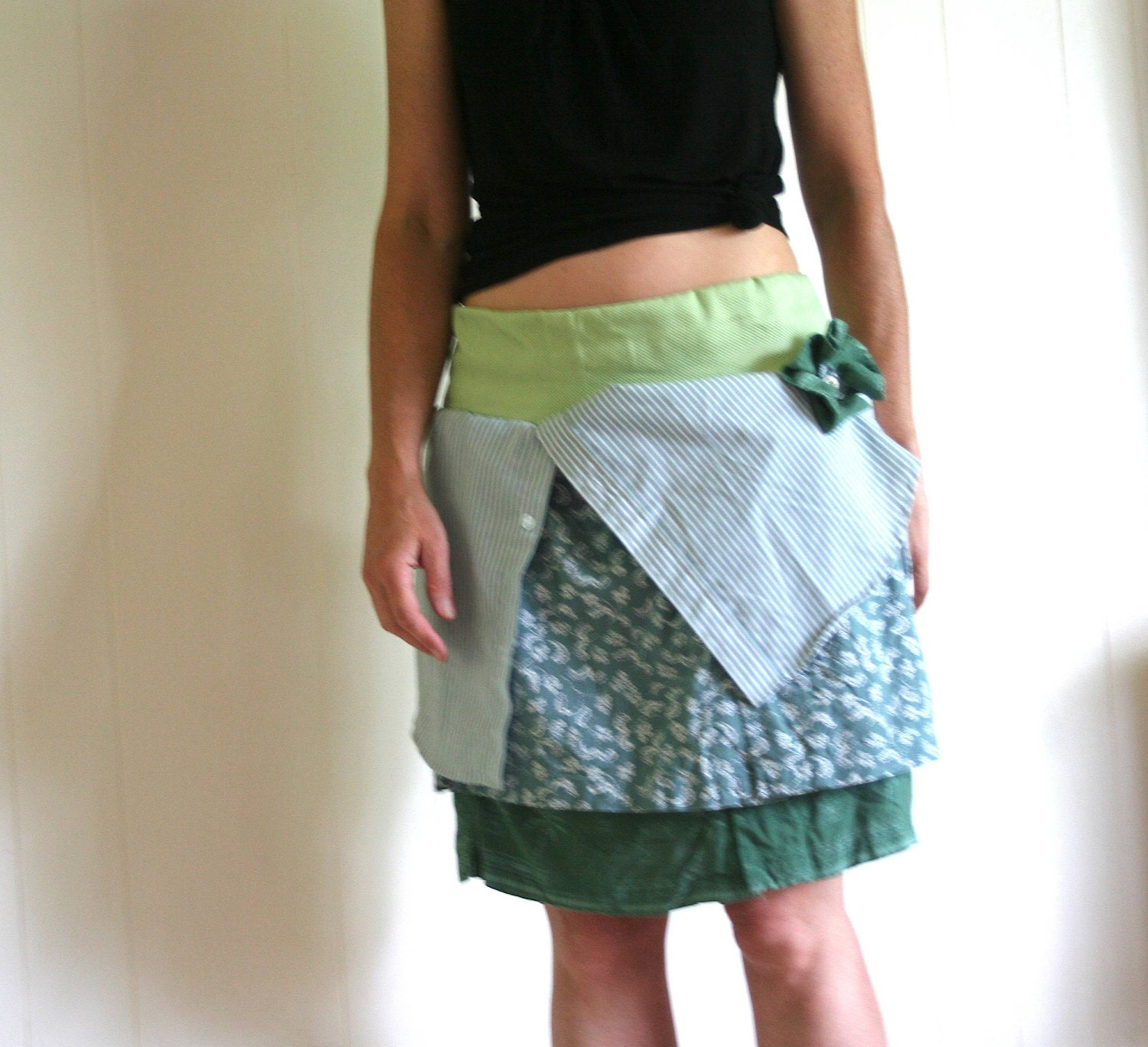 the boyfriend- women's button up, 3 tiered, shirt-skirt, size 6 to 8
