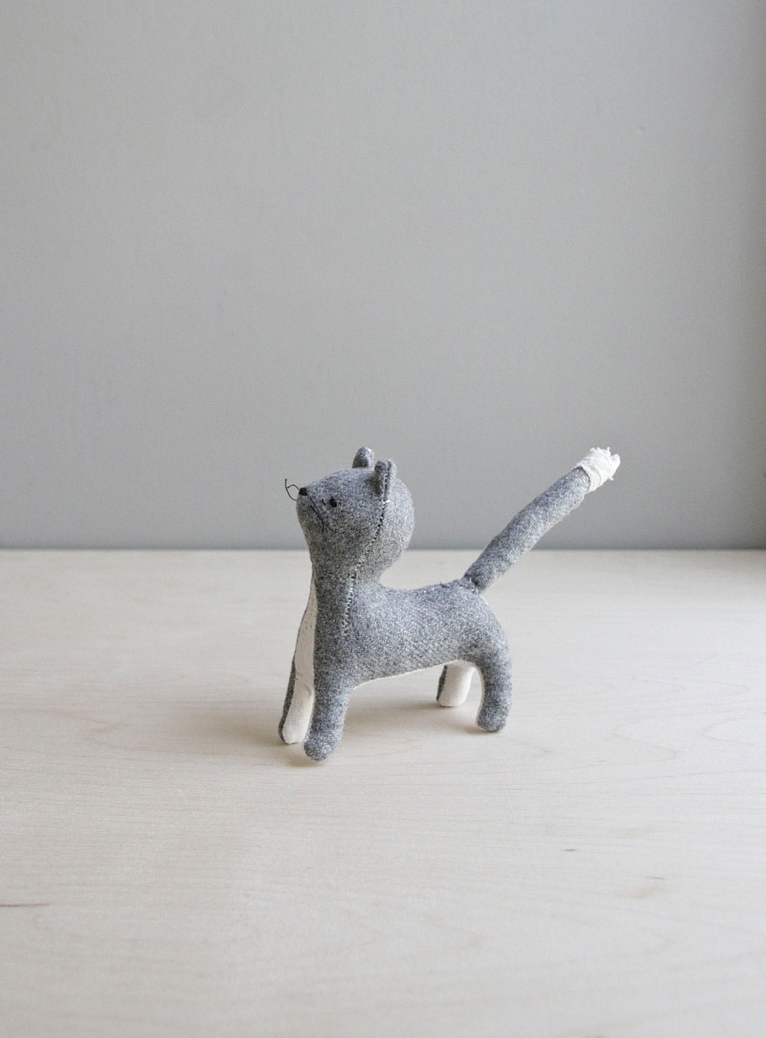 grey cat / soft sculpture animal
