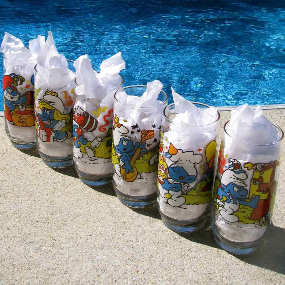 Vintage 1983 Smurf Drinking Glasses Set of 6 by gracevintage