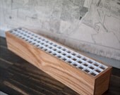 60 Section Low-Profile Oak Utensil Holder