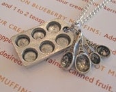 Cupcake Muffin Pan and Measuring Spoons Necklace - Baker's Charms