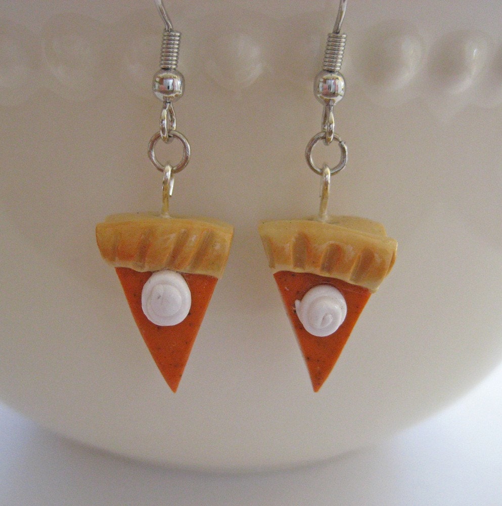 Pumpkin Pie Earrings - Miniature Food Jewelry