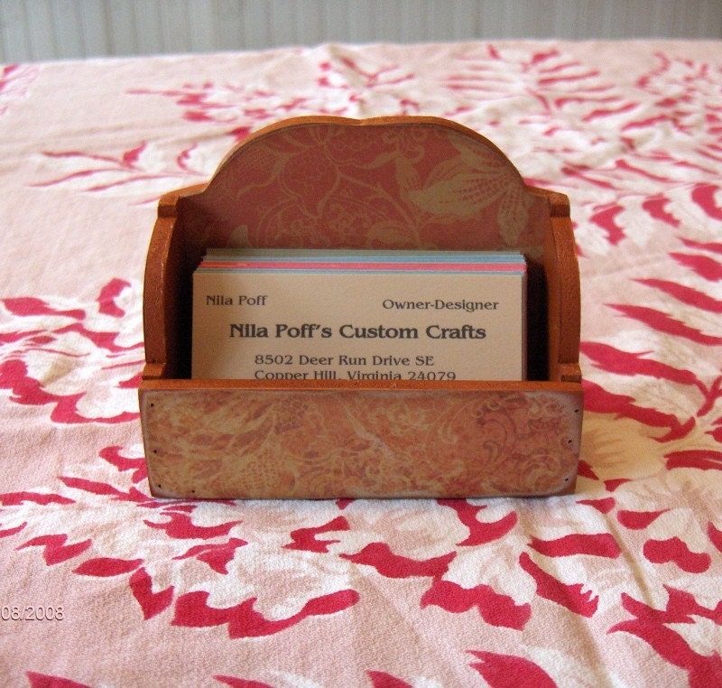 Painted and Distressed Wooden Business Card Holder