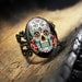 Dia De Los Muertos Traditional Day of the Dead Skull Antique Bronze Ring 65-AR
