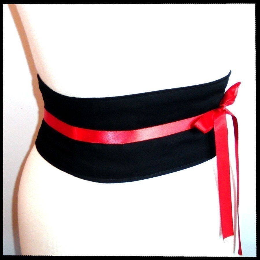 Black Belt - Obi Waist Cincher Corset Any Size Lace Up B