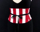 Pirate Corset Waist Cincher Belt - Any Size Giant Red and White Striped