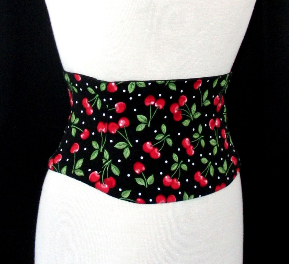 Cherry Polka Dot Waist Cincher Corset Belt Any Size Custom CLEARANCE