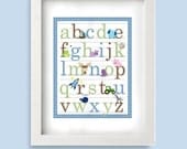 11x14 Alphabet Poster for Boys -Blue Sage Brown