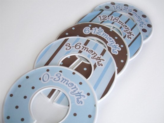 Closet Dividers - Modern Blue and Chocolate Brown Baby Clothing Dividers