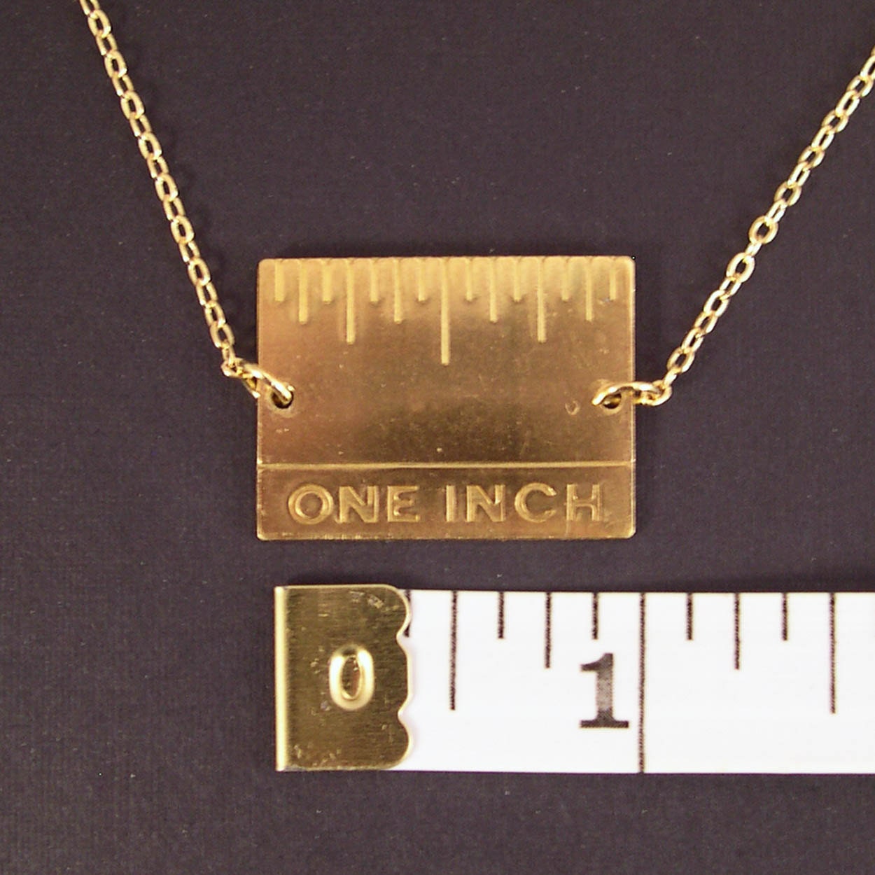 Give Me An Inch - Golden Real Inch Ruler Necklace Gold Plated Chain