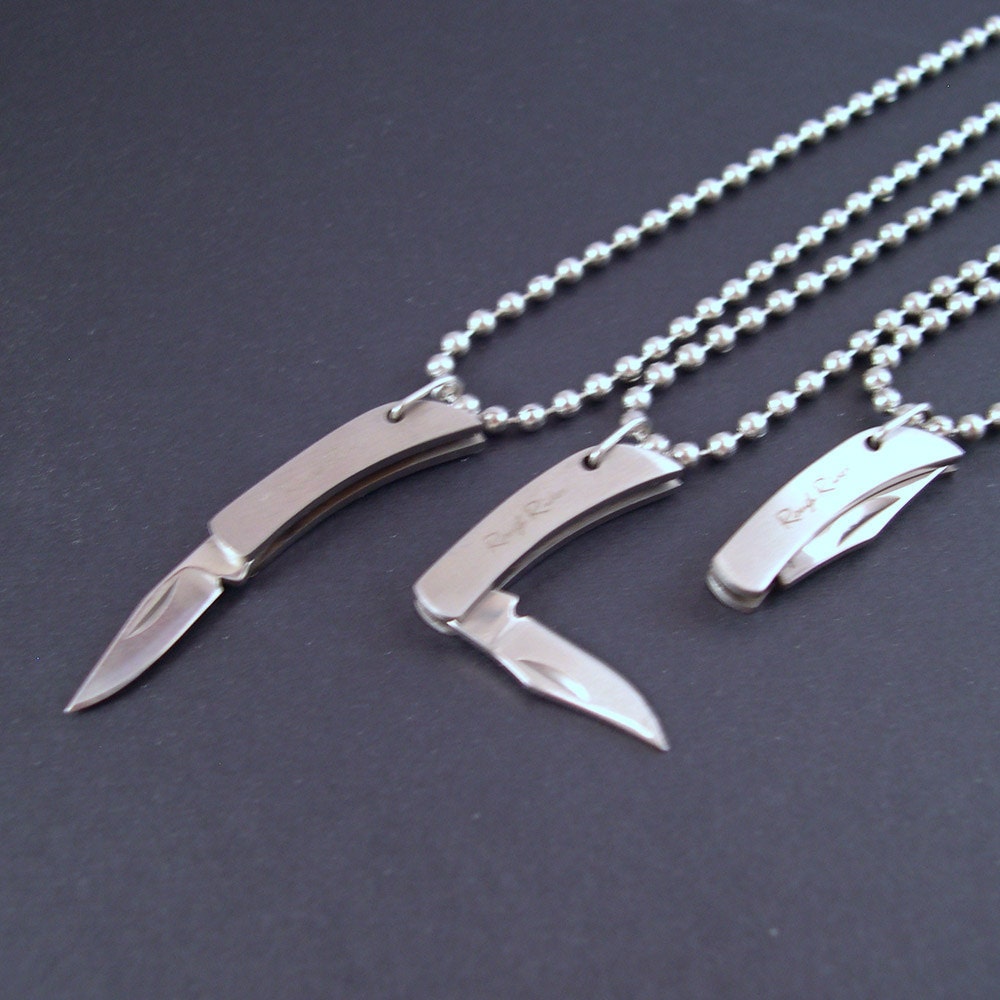REAL Working Sharp Tiny Folding Knife Necklace - YOU Are Sooo Sharp