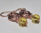Copper Flower Power Drop Earrings Citrine