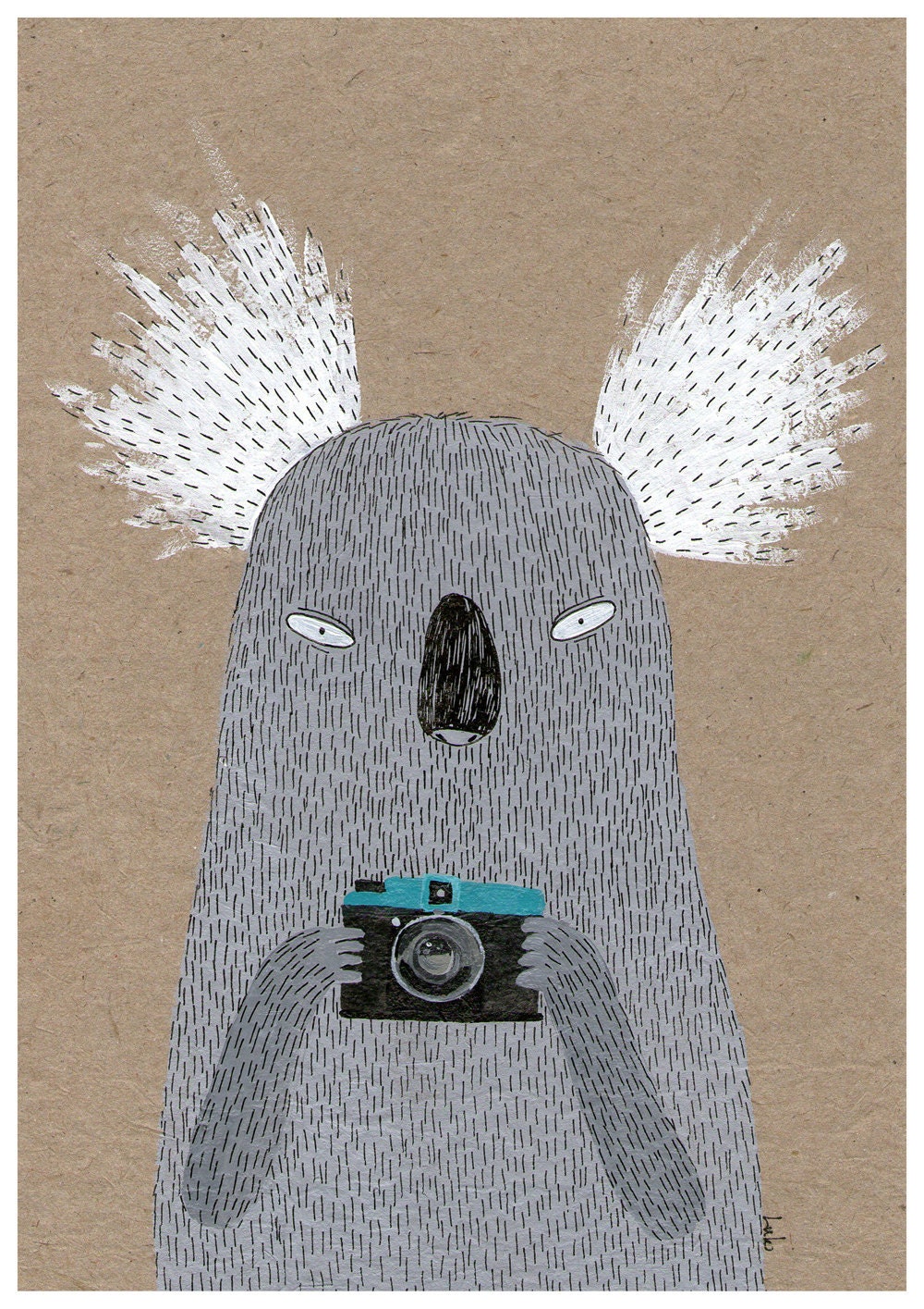 Koala with camera A4 print