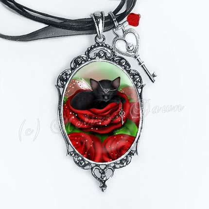 Black Cat Cameo // Sleeping Cat Necklace // Sweet Daydreams
