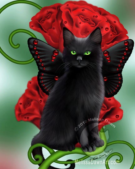 Items Similar To Black Cat Art Print Red Roses Garnet Cat 8x10 On Etsy