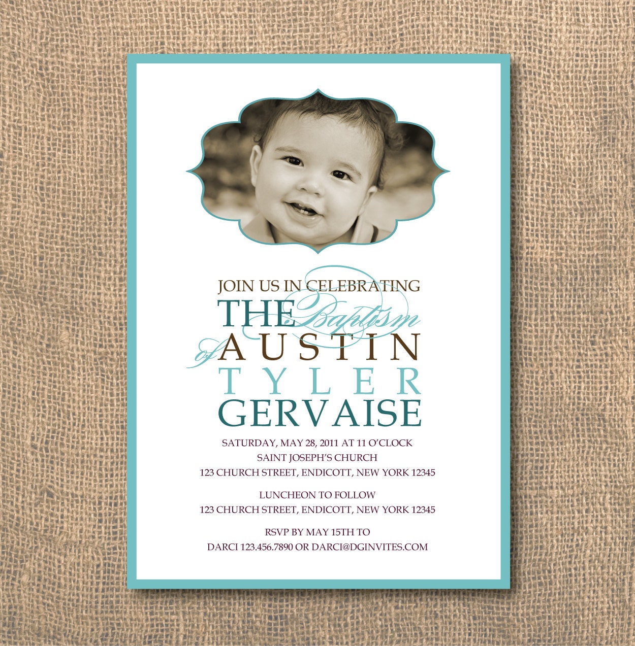PRINTABLE - 5x7 Scroll Photo Baptism Invitation