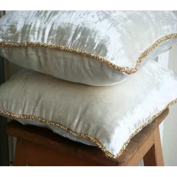 White Shimmer Euro Sham Covers 26x26 Inch Euro by TheHomeCentric