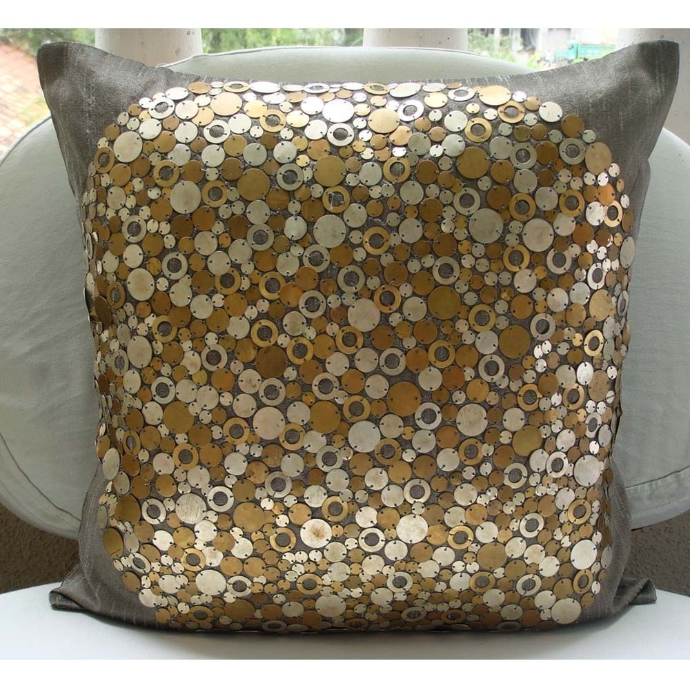 Decorative Throw Pillow Covers - 16x16 Inches Silk Pillow Cover with Metal Ring Accents Lord Of The Rings