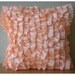 Vintage Peach Sorbet - Throw Pillow Covers - 20x20 Inches Satin Pillow Cover in Pastel Peach Color with Satin Ruffles
