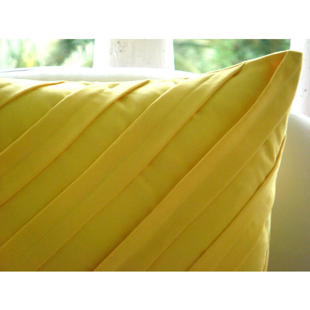 Contemporary Yellow - Pillow Sham Covers - 24x24 Inches Suede Pillow Sham Cover in Bright Yellow