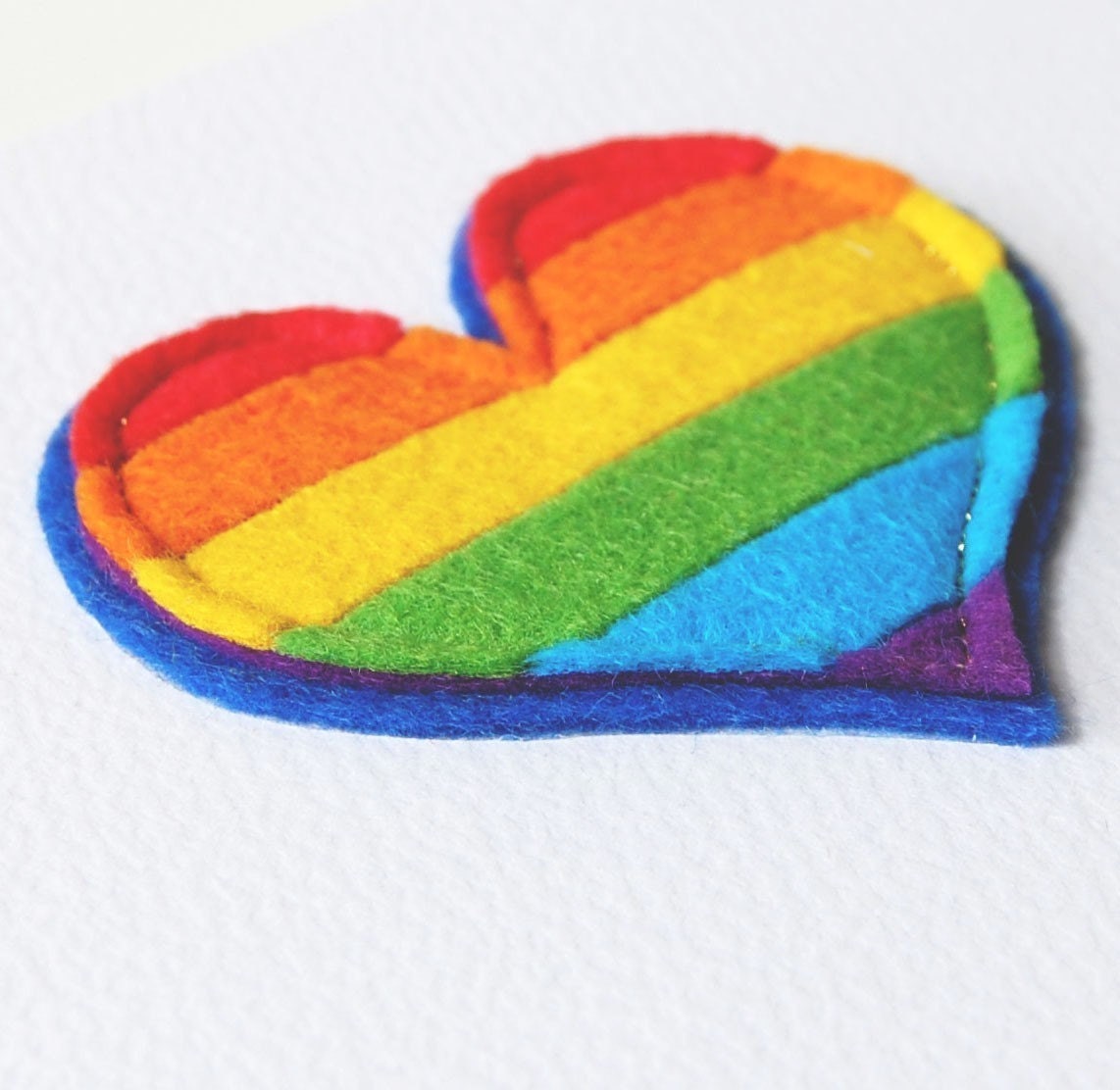 Love Heart Rainbow - Handmade Applique Felt Card