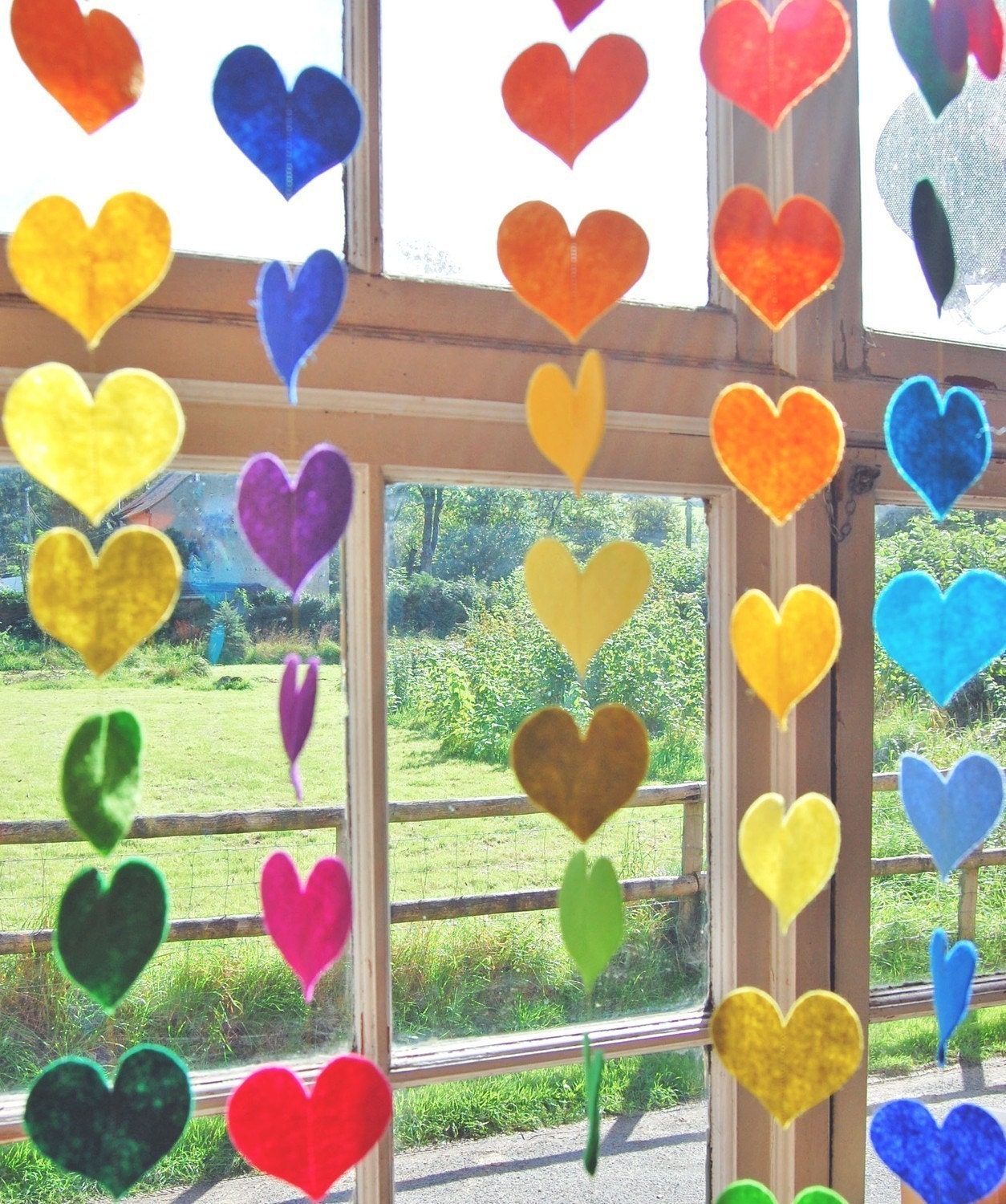 Hanging Rainbow Hearts - A Colorful Felt Decorative Garland