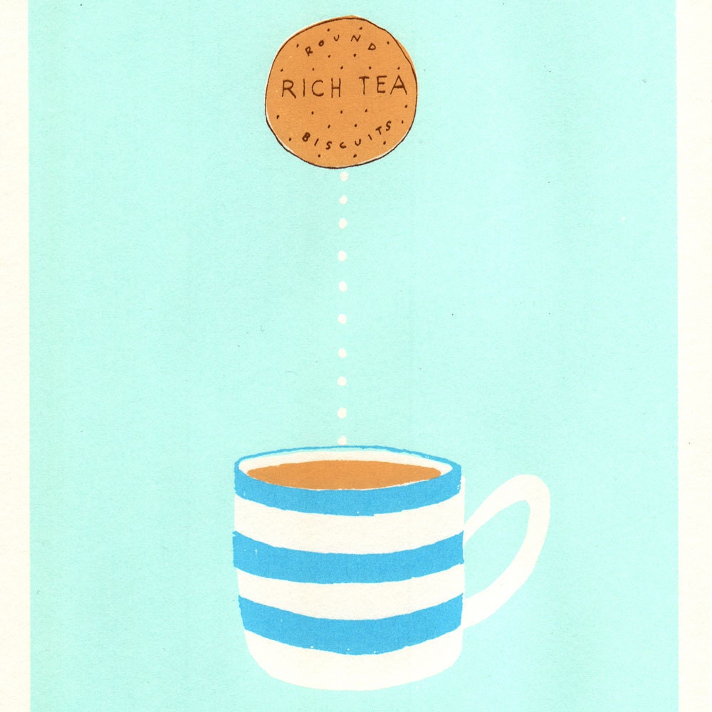 Tea Cup Biscuit Dunk Art Screen Print Limited Edition Signed Original Screenprint