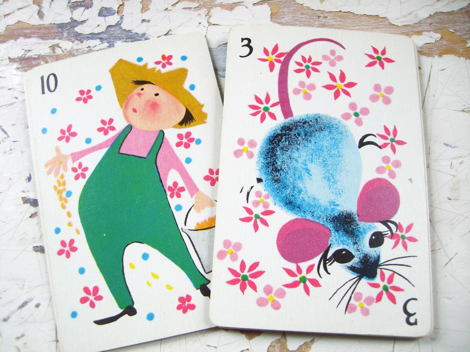 The House That Jack Built- VINTAGE Children's Playing Cards,  Set of 10 Cards